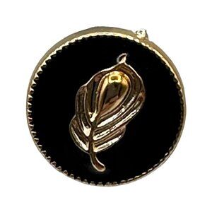 Black Gold Feather Brooch Pin Round Accessory Jewelry Jacket Purse Lapel Suit